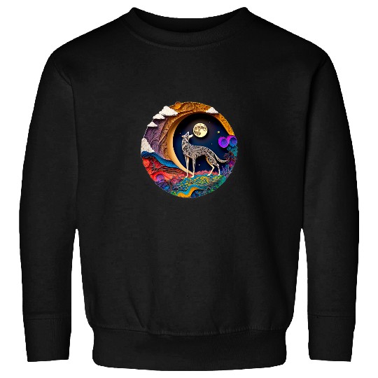 Dog Grayhound Greyhound Dog in Space Full Moon Planets Stars Cute Abstract Sweatshirts