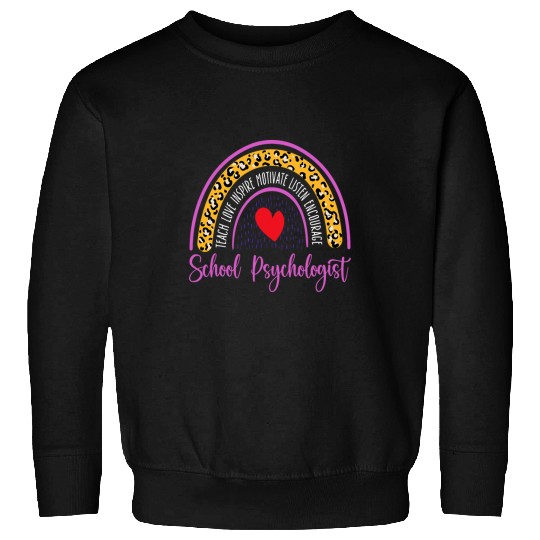 Back To School Psychologist Leopard Rainbow Teacher Novelty Sweatshirts