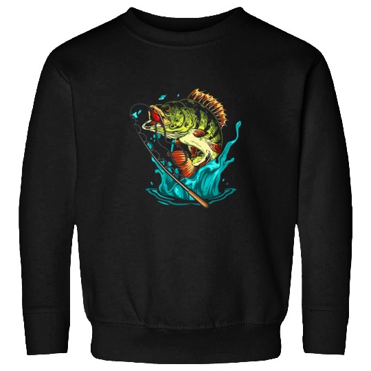Fishing Graphic Large Mouth Bass Fish Bass Fisherman Fisher Sweatshirts