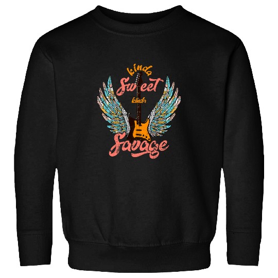 Guitarist Kinda Sweet Kinda Savage Angel Wings Electric Guitar vintages 1 Guitar Sweatshirts