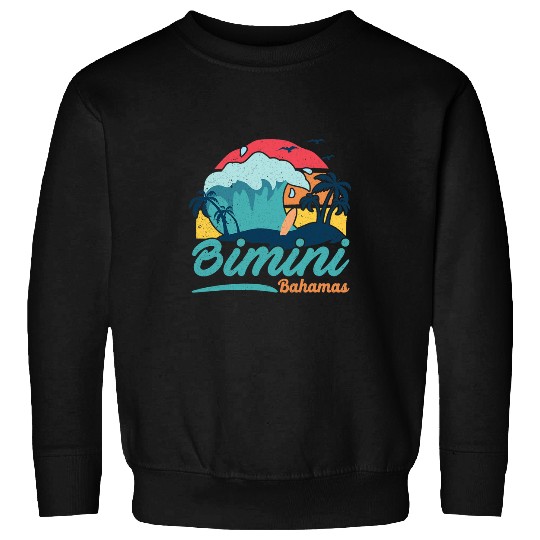 Surf Life Bimini Bahamas Beach Summer Surfing Sun Set Palm Trees Sweatshirts