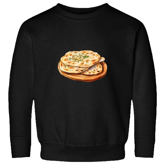 Garlic Naan Bread Indian Food Foodie Illustration Fun India Sweatshirts