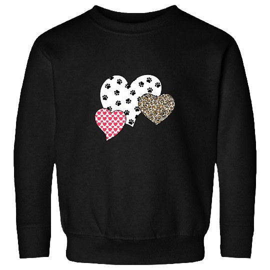 Girls Cute Pink Hearts Leopard Print And Dog Paw Prints Kids Sweatshirts
