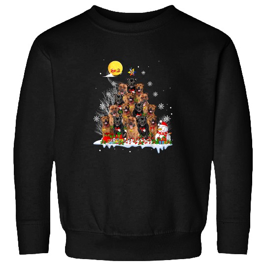 Dog Staffordshire Bull Terrier Dog Reindeer Pine Christmas Sweatshirts
