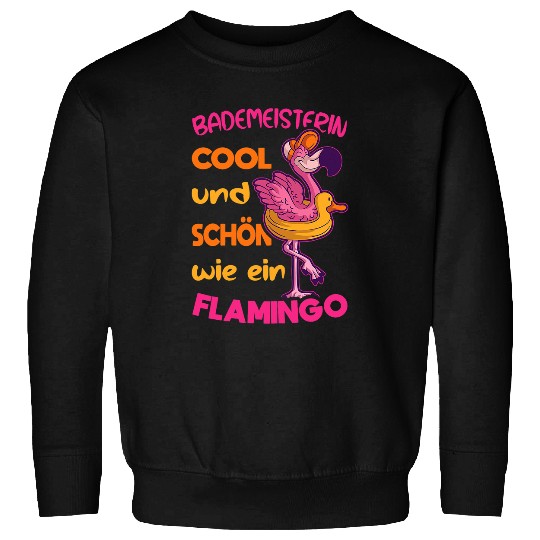 Pink Flamingo Womens Flamingo Swimming Hoop Bathmaster Lifeguard Flamingos Sweatshirts