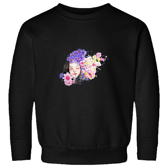 Beautiful Flower Girl Portrait Character Soaking Up The Sun Sweatshirts
