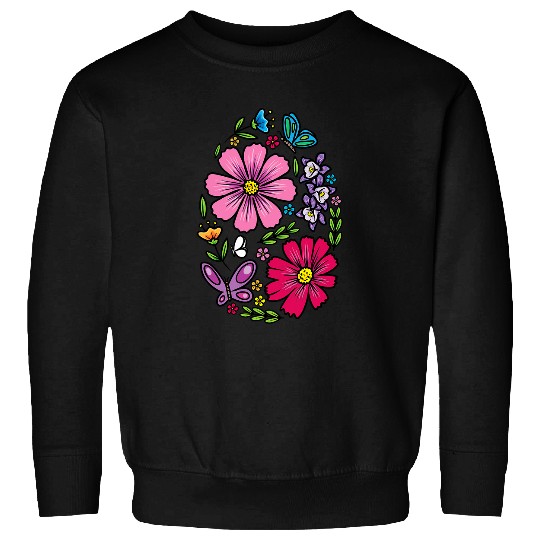 Easter Egg Women Flower Butterfly Floral Sweatshirts