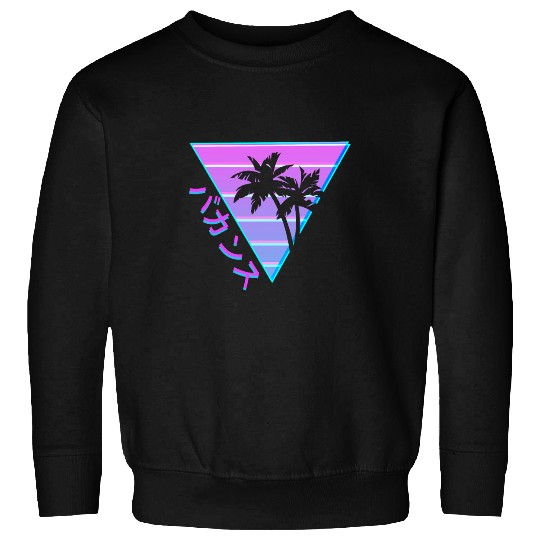 90s Retro Palm Tree Japanese Otaku Aesthetic Vaporwave Art Sweatshirts