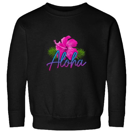 Surf Life Aloha Hawaiian Islands Hawaii Surf Hibiscus Flower Surfer Sweatshirts