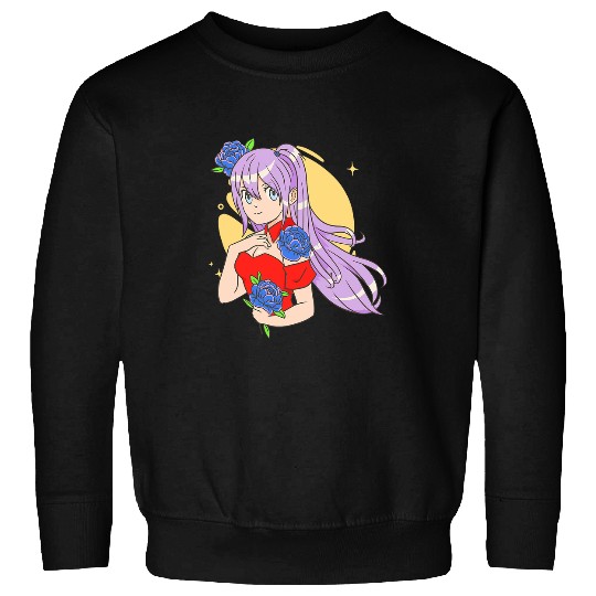 Anime Girl Blue Eyes Otaku Flowers Sweatshirts