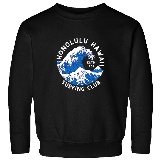 Honolulu Hawaii Beach Waves Ocean Summer Vacation Aloha Sun Sweatshirts