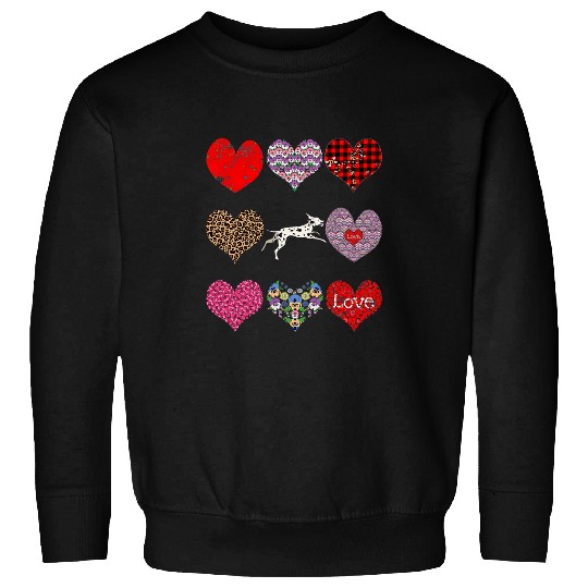 Funny Dalmatian Mom Hearts Pattern Valentines Day Dalmatians Dog Sweatshirts