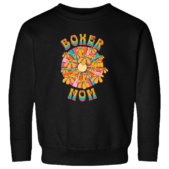 Boxer Mom Retro 60s Flower Dog Love Sweatshirts