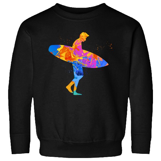 Surf Life Funny Colorful Surfing Design Surfer Surfboard Graphic 2 Sweatshirts