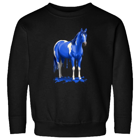 Funny Royal Blue Pinto Dripping Wet Paint Horse Sweatshirts