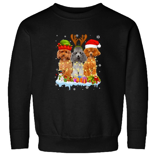 Cute Poodles Santa Hat Christmas Light xmass 636 Poodle dog Sweatshirts
