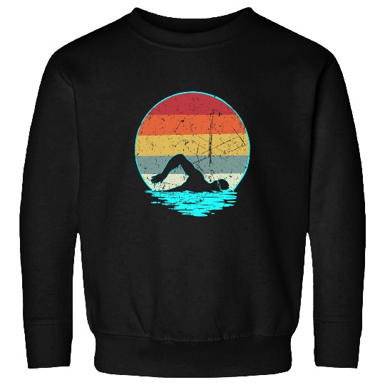 Swimming Pool Retro 70s vintages Sunset Funny Swim Coachs Swimming Sweatshirts