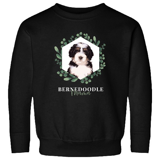 Bernedoodle Mama Puppy Design with Wreath Sweatshirts