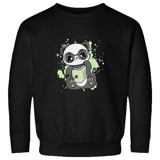 Funny Bear Panda Reading Book And Bear Cub Writers Authors Librarian Cute Bears Sweatshirts