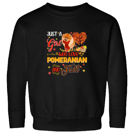 Dog Pomeranian Autumn Tree Pomeranian Thanksgiving Pumpkin Dog Fall Leaf Sweatshirts