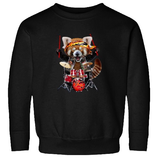 Drums Drummer Punk Red Panda Play Drum in Heavy Metal Band Drums Sweatshirts
