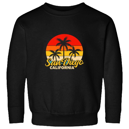 Surf Life San Diego californias Palm Tree Summer Surfing Surfer Retro Sweatshirts