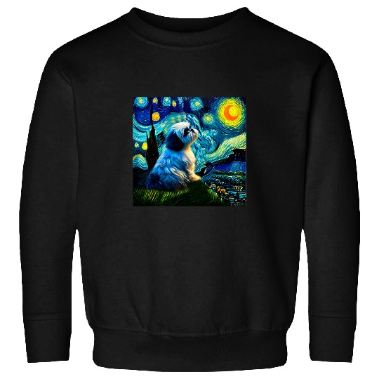Shih Tzu Dog Lover Starry Night Men Women Artistic Sweatshirts