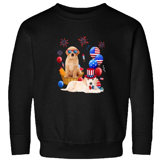 Goldie Dogs 4th Of July American Flag Balloons 222 Golden Retriever Dog Sweatshirts