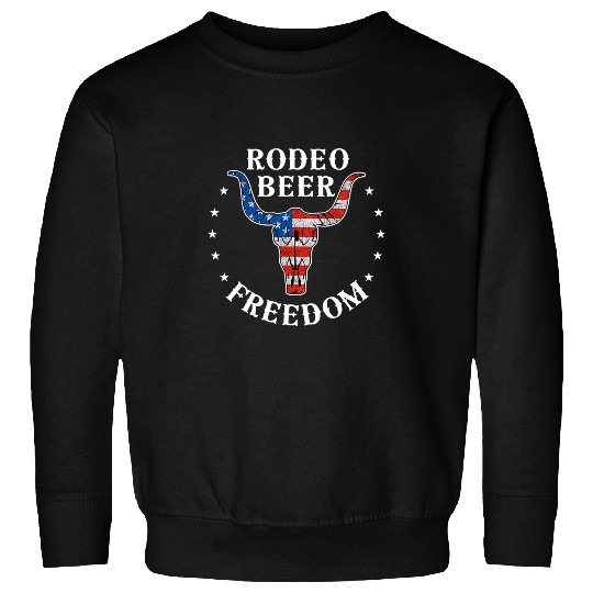 American Flag Cow Skull th Of July Cowboy Western Rodeo Sweatshirts