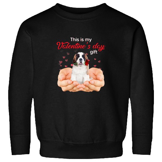 Dog Saint Bernard Cute Saint Bernard This Is My Valentines Day Pajama Sweatshirts