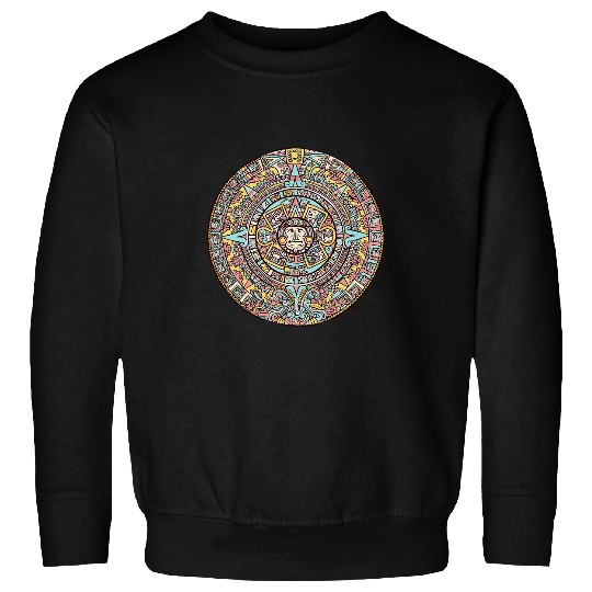 Aztec Calendar Mexican Art Sun Stone Ancient Mayans Sweatshirts