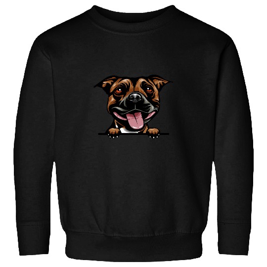 Dog Staffordshire Peeking Staffordshire Bull Terrier Dog Sweatshirts