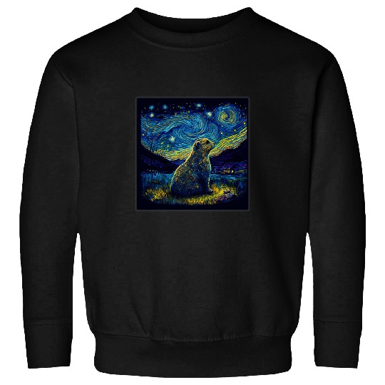Surrealism Starry Night Groundhog 69 Sweatshirts