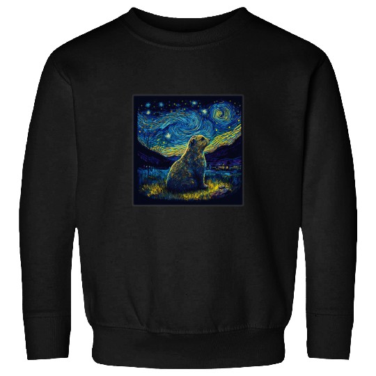 Surrealism Starry Night Groundhog 69 Sweatshirts