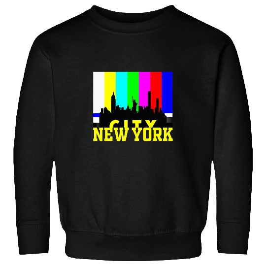 Cool New York City with TV Test Signal Illustration Graphic Sweatshirts