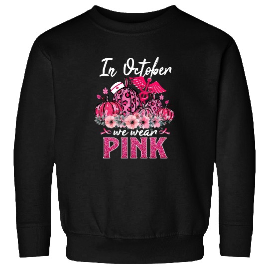 Nursing In October We Wear Pink nurses Life Pumpkin Leopard Halloween 422 Sweatshirts