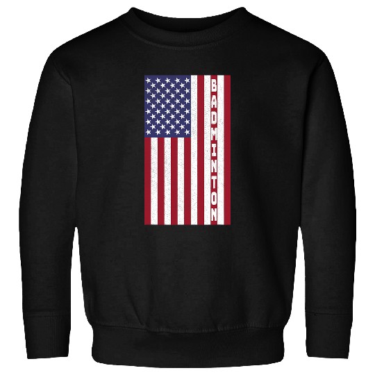 Patriotic Badminton American Flag Design Halftone Graphic Sweatshirts