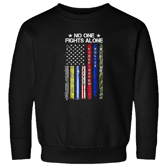 nurses Nursery No One Fights Alone USA Flag Thin Line Military Police nurses 50 medicals Nursing Sweatshirts