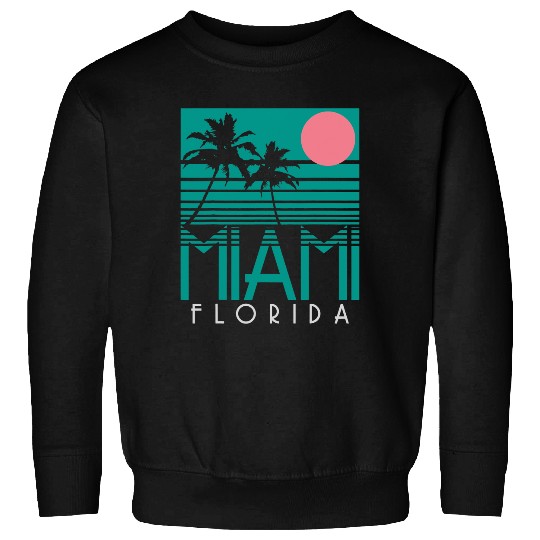 Surf Life Miami Florida vintages Retro Palm Trees Beach Summer Surf Sweatshirts
