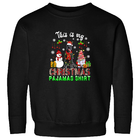 Dog Great Dane My Christmas Pajama Santa Great Dane With Snowman Gnome Sweatshirts