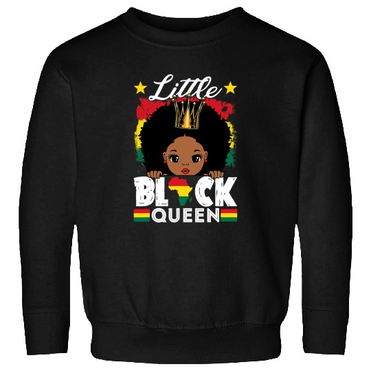 Little Black Queen BHM BLM Pride Little Melanin Girl Girls Sweatshirts
