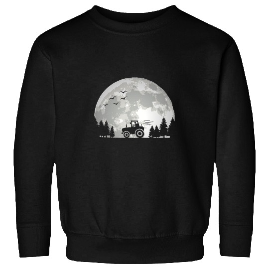 Tractor driving Farming Agriculture Moon Funny Farmer Sweatshirts