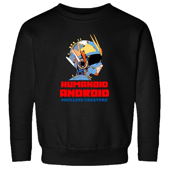 Humanoid Android Soulless Creature Portrait of Robot Print Sweatshirts