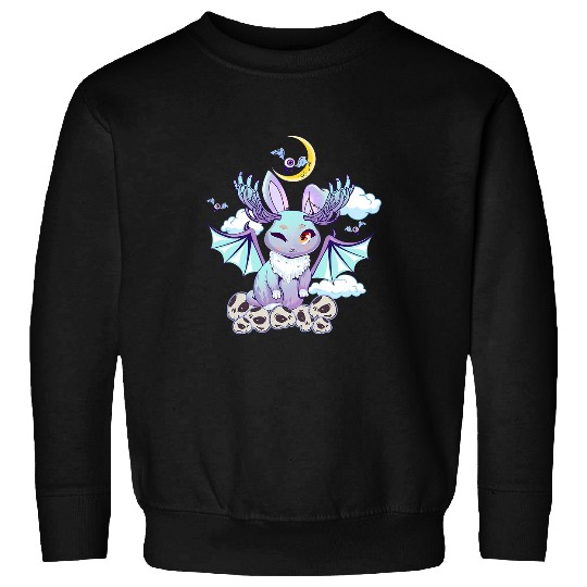 Rabbits Pastel Goth Rabbit Bat Wings Kawaii Anime Mint Green Creepy Sweatshirts