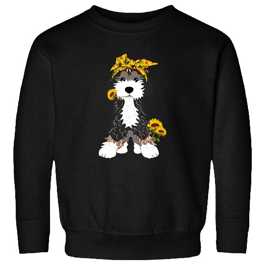 Bernedoodle Dog With Sunflowers Sweatshirts