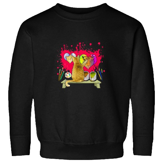 Cat Lovers Artist Love Painting Cat Owners Art And Cats Sweatshirts