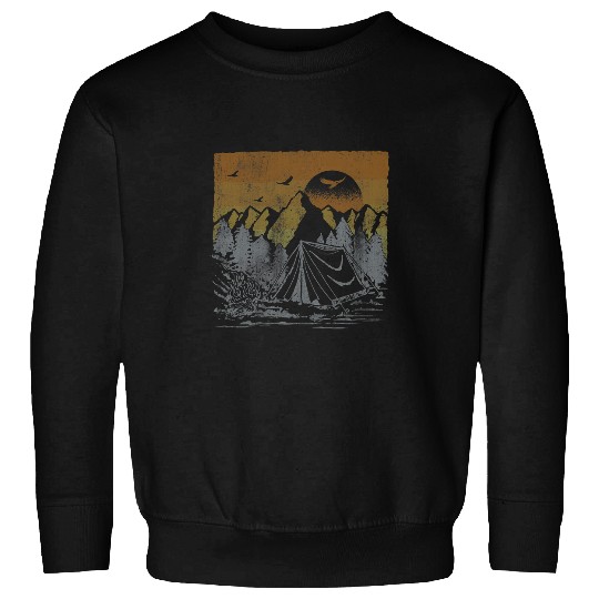 Camping Mountain Range Tonal Poster Sweatshirts