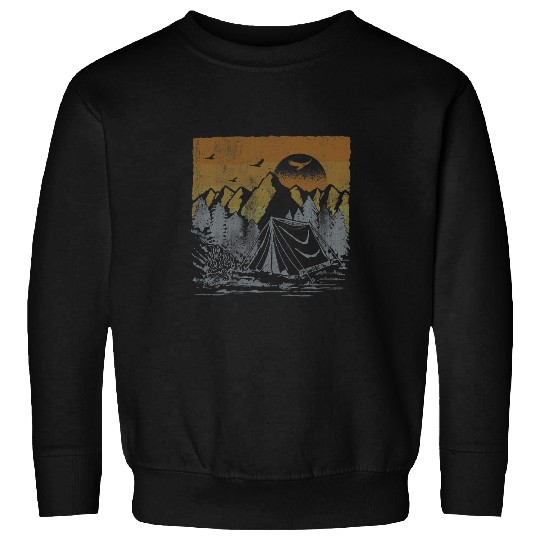 Camping Mountain Range Tonal Poster Sweatshirts