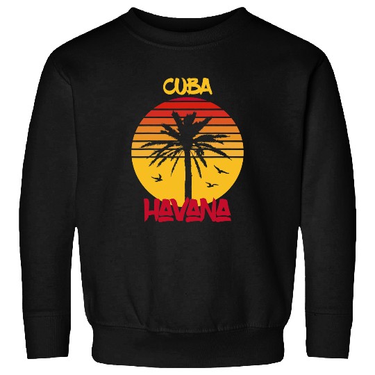 Surf Life Palm tree Havana Cuba Beach Sun Surfing Hispanic Caribbean Sweatshirts