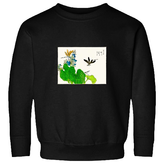 Dragonfly on a flower illustration Morimoto Toko Japan Retro Sweatshirts